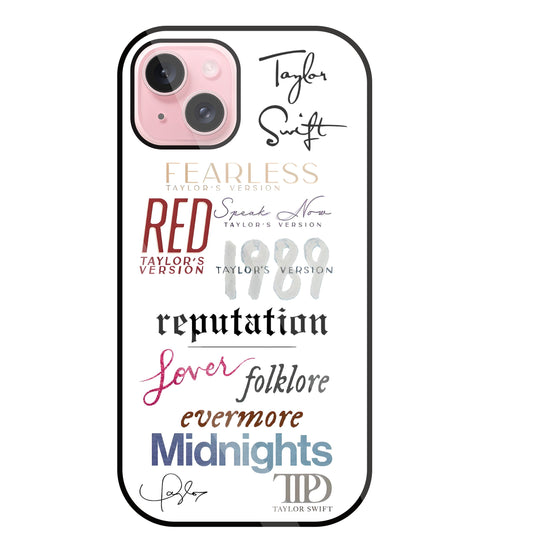 Red Taylor's Version Glass Case For Apple iPhone 15 Plus