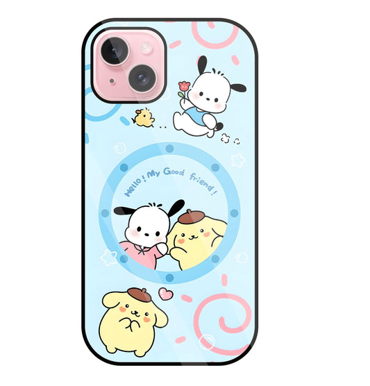 Sanrio Friends Glass Case For Apple iPhone 15 Plus