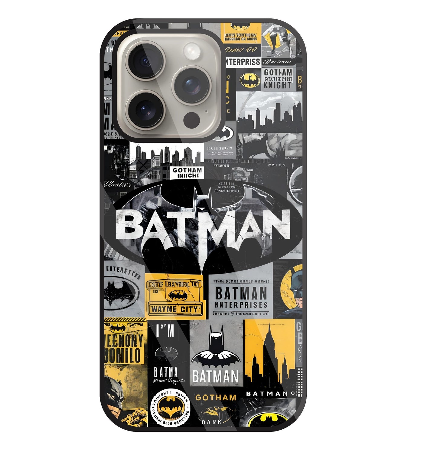 Batman Mashup Glass Case For Apple iPhone 15 Pro
