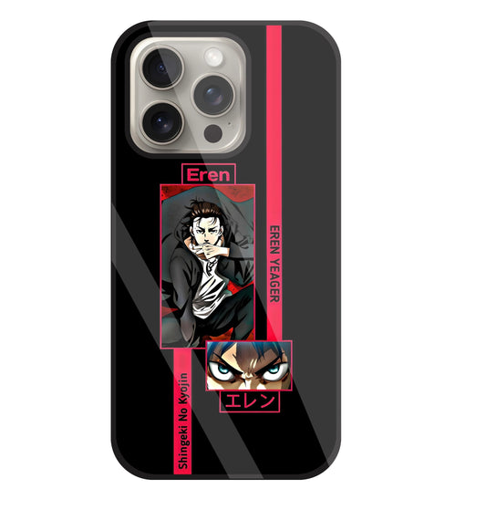Eren Anime Glass Case For Apple iPhone 15 Pro