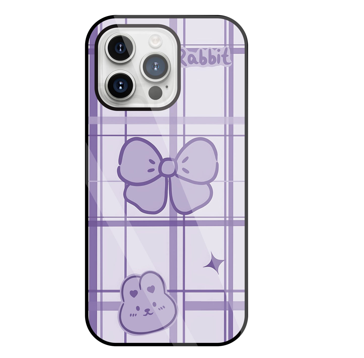 Butterfly Checked Pattern Glass Case For Apple iPhone 15 Pro Max