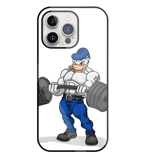 Donald Duck With Gym Glass Case For Apple iPhone 15 Pro Max