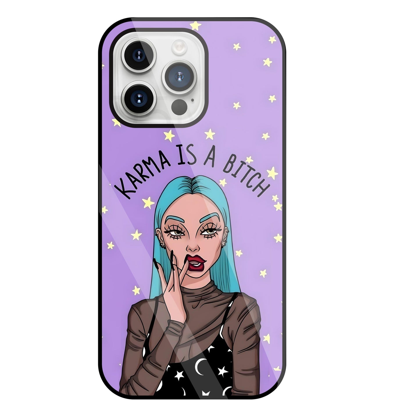 Karma is a Bitch Levender Glass Case For Apple iPhone 15 Pro Max