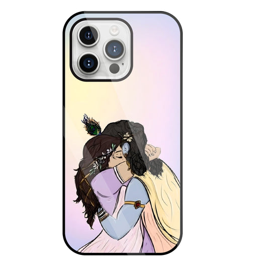 Radhe Krishna hugs Glass Case For Apple iPhone 15 Pro Max
