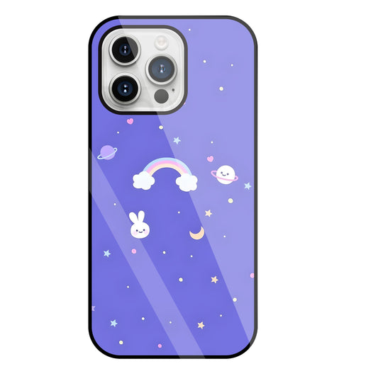 Rainbow with stars Glass Case For Apple iPhone 15 Pro Max