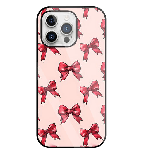 Red Ribbon Glass Case For Apple iPhone 15 Pro Max