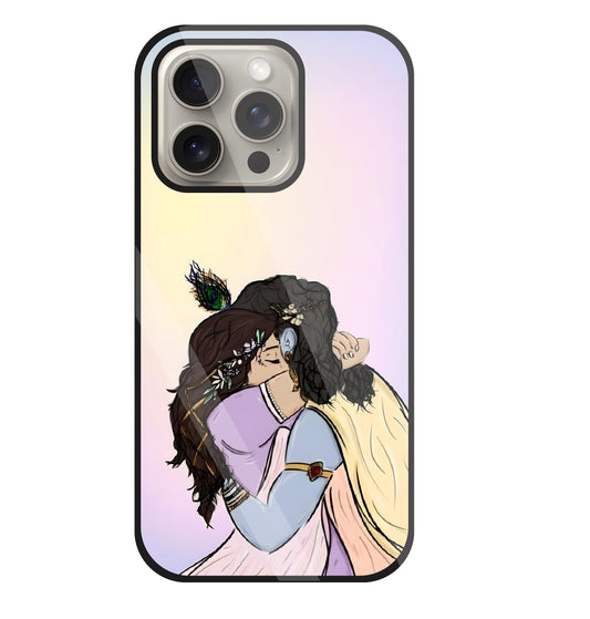 Radhe Krishna hugs Glass Case For Apple iPhone 15 Pro