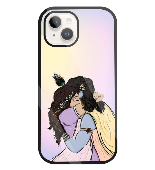 Radhe Krishna hugs Glass Case For Apple iPhone 15