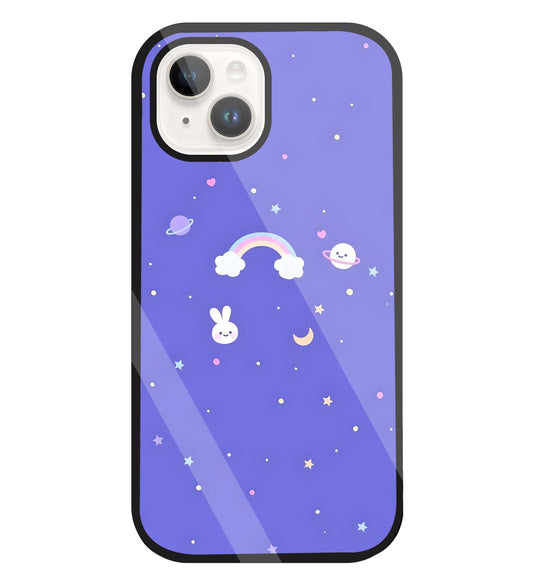 Rainbow with stars Glass Case For Apple iPhone 15