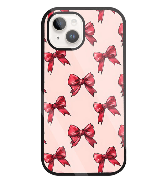 Red Ribbon Glass Case For Apple iPhone 15
