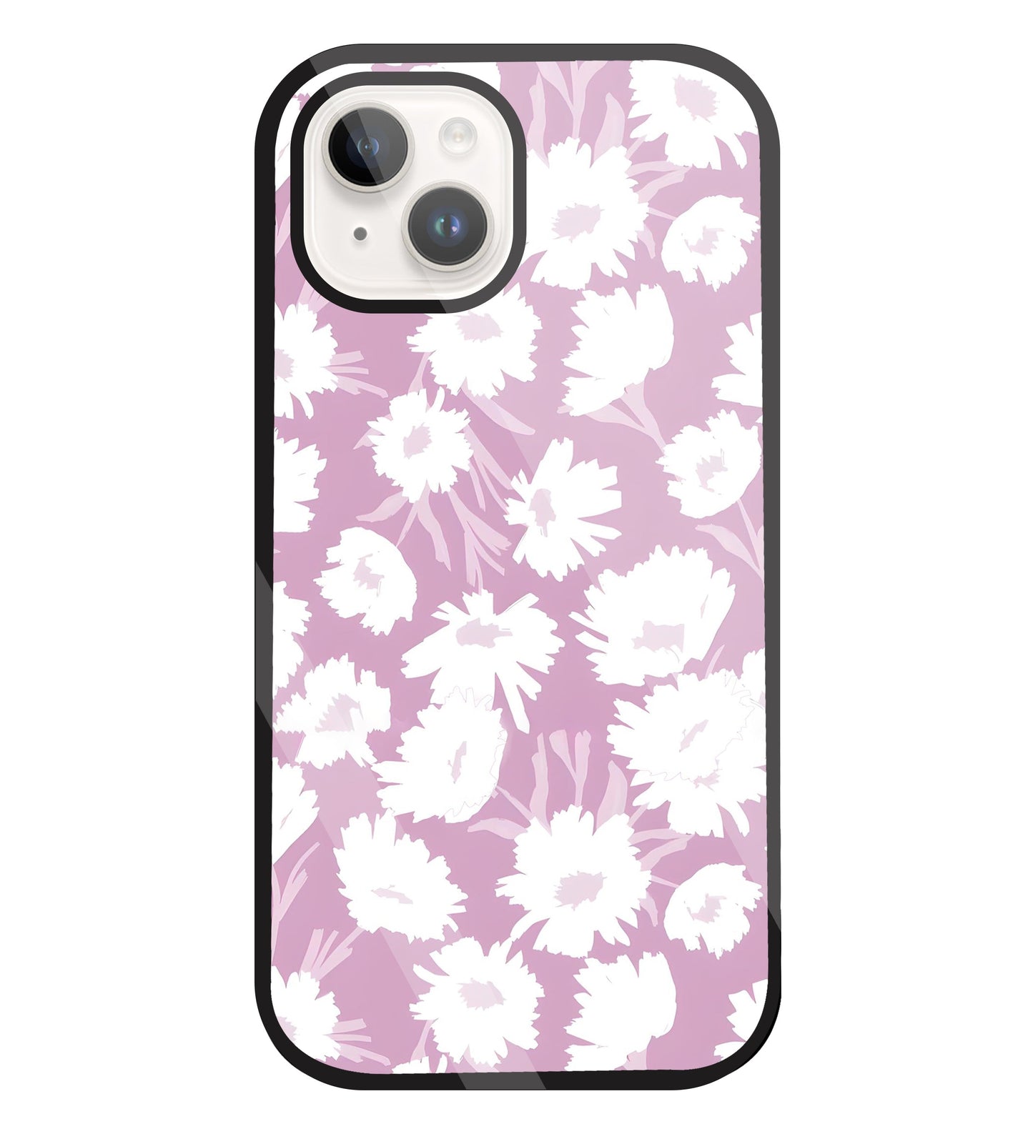 White Sunflower Glass Case For Apple iPhone 15