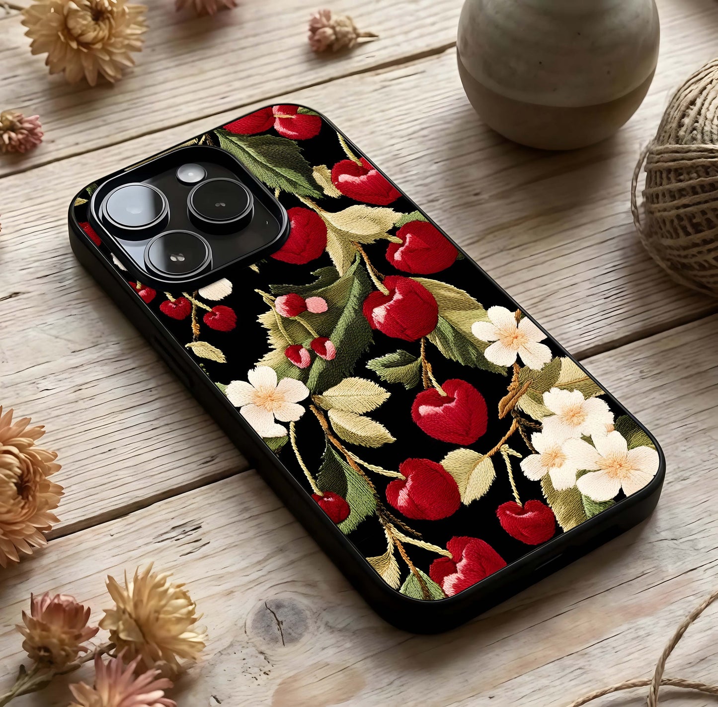 Bloom Thread Art Glass Case photographed in natural light showing reflective finish and crafted depth.