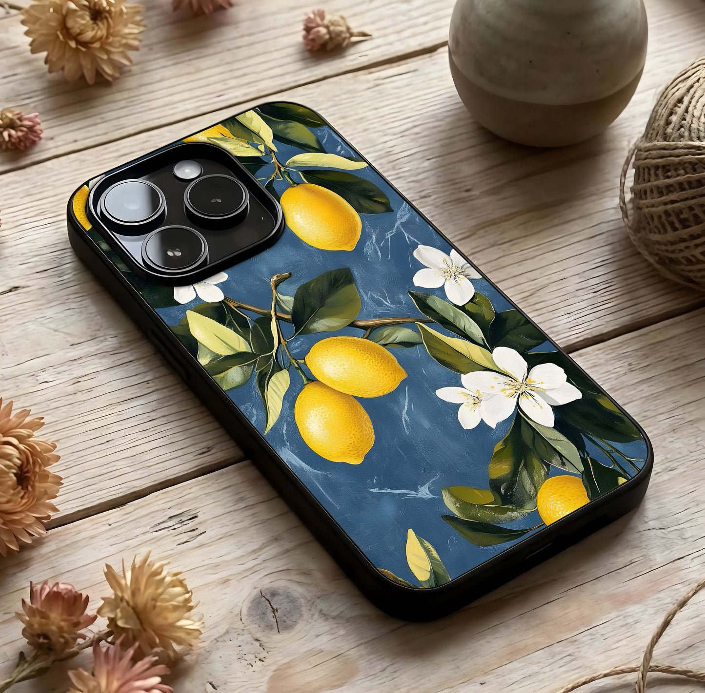 Lemon Dream Garden Glass Case photographed in natural light showing reflective finish and fresh depth.