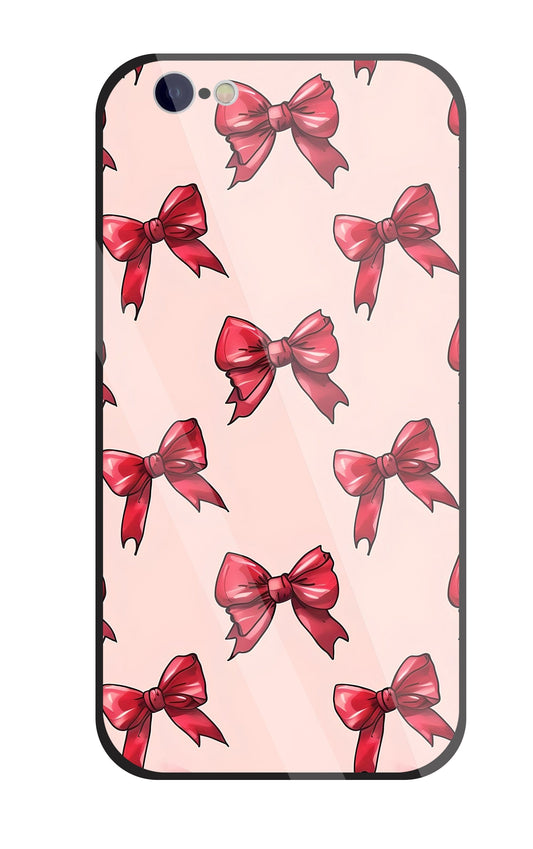 Red Ribbon Glass Case For Apple iPhone 6 / 6s