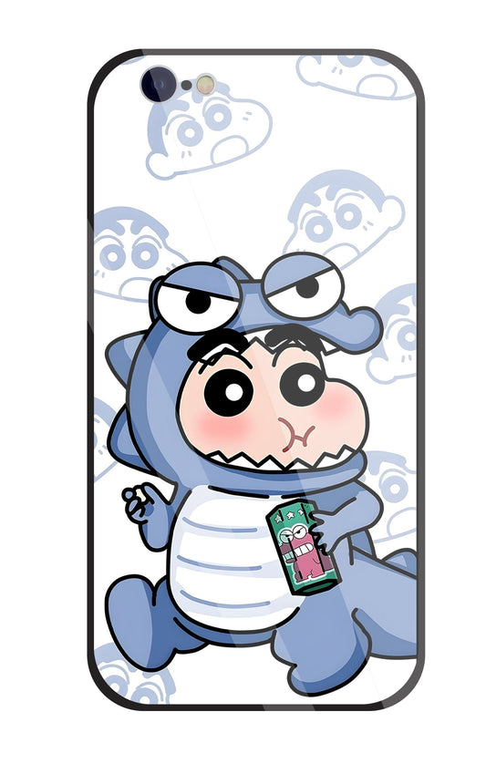 Shinchan Blue Dino Glass Case For Apple iPhone 6 / 6s