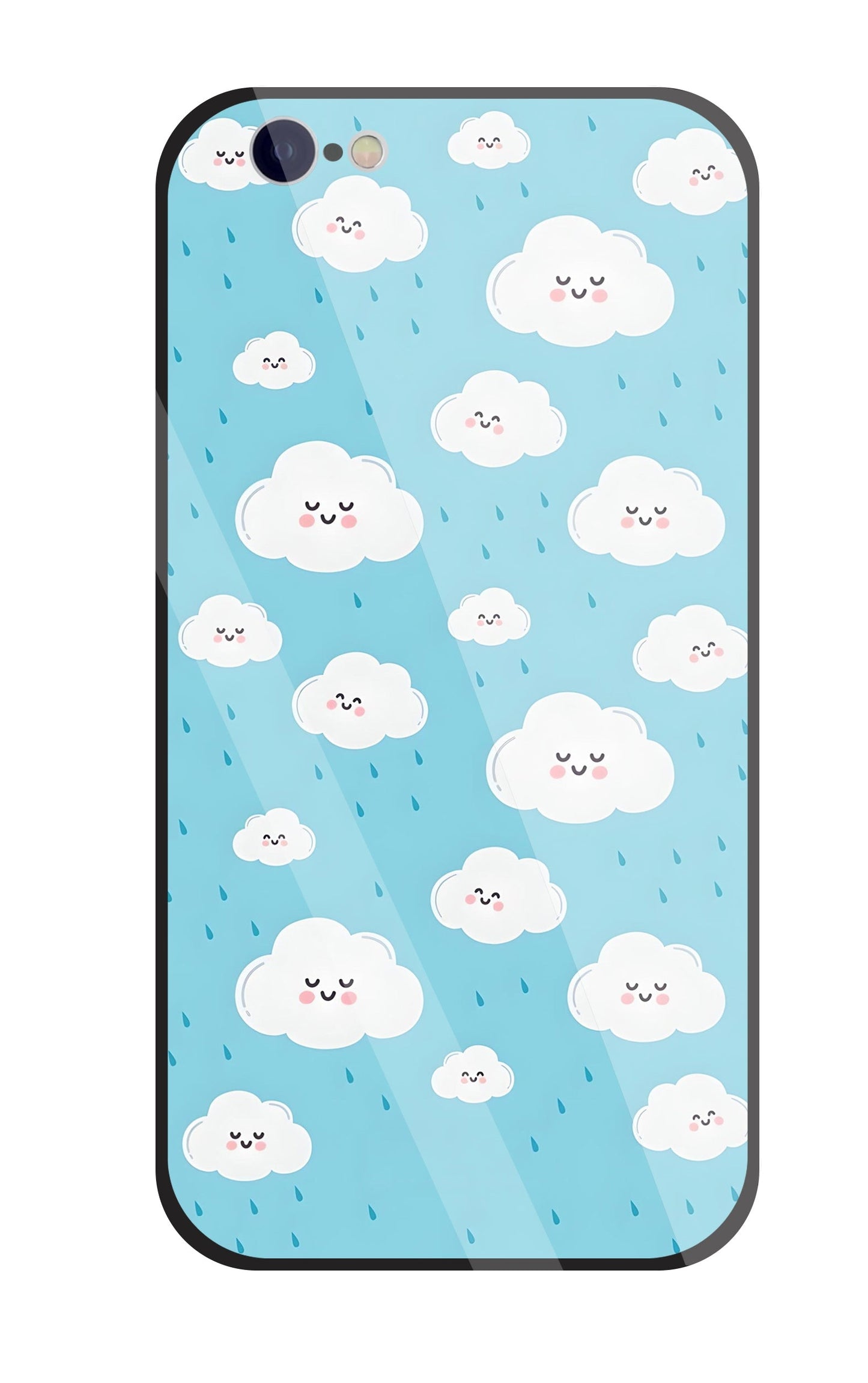 Smile Clouds With Rain Glass Case For Apple iPhone 6 / 6s