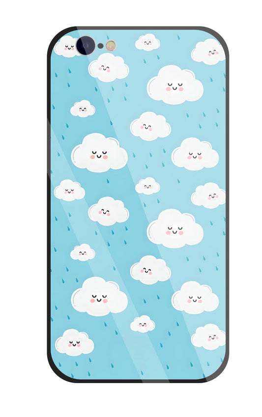 Smile Clouds With  Rain Glass Case For Apple iPhone 6 / 6s