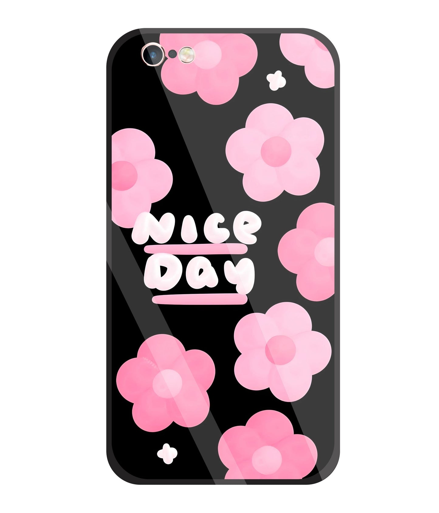 Nice Day Pink Flower Glass Case For Apple iPhone 6 +
