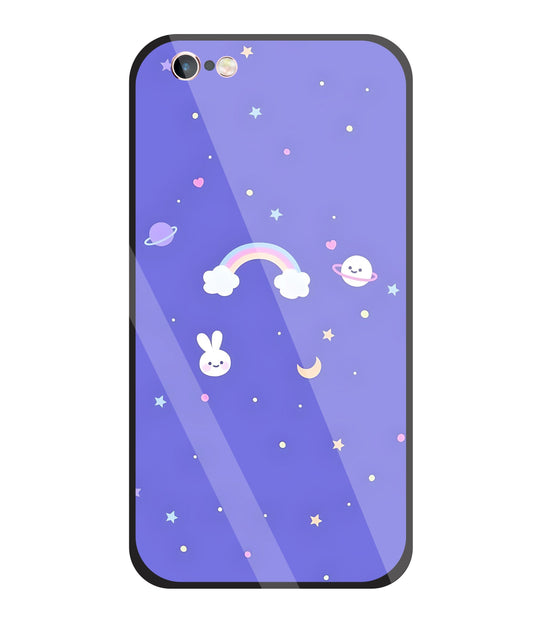 Rainbow with stars Glass Case For Apple iPhone 6 +