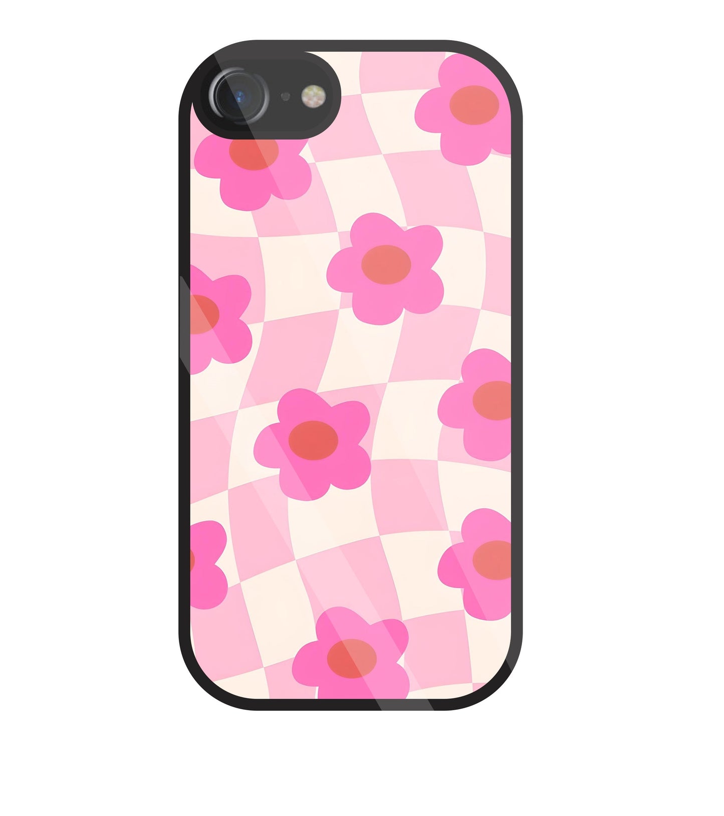 Pink Flower Glass Case For Apple iPhone 7