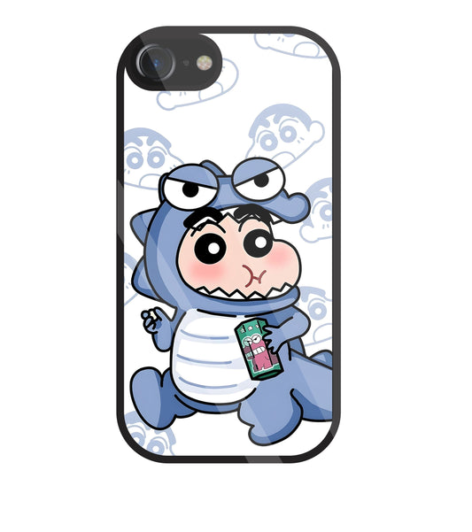 Shinchan Blue Dino Glass Case For Apple iPhone 7
