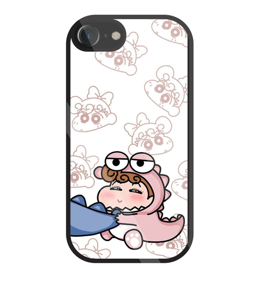 Shinchan Pink Dino Glass Case For Apple iPhone 7