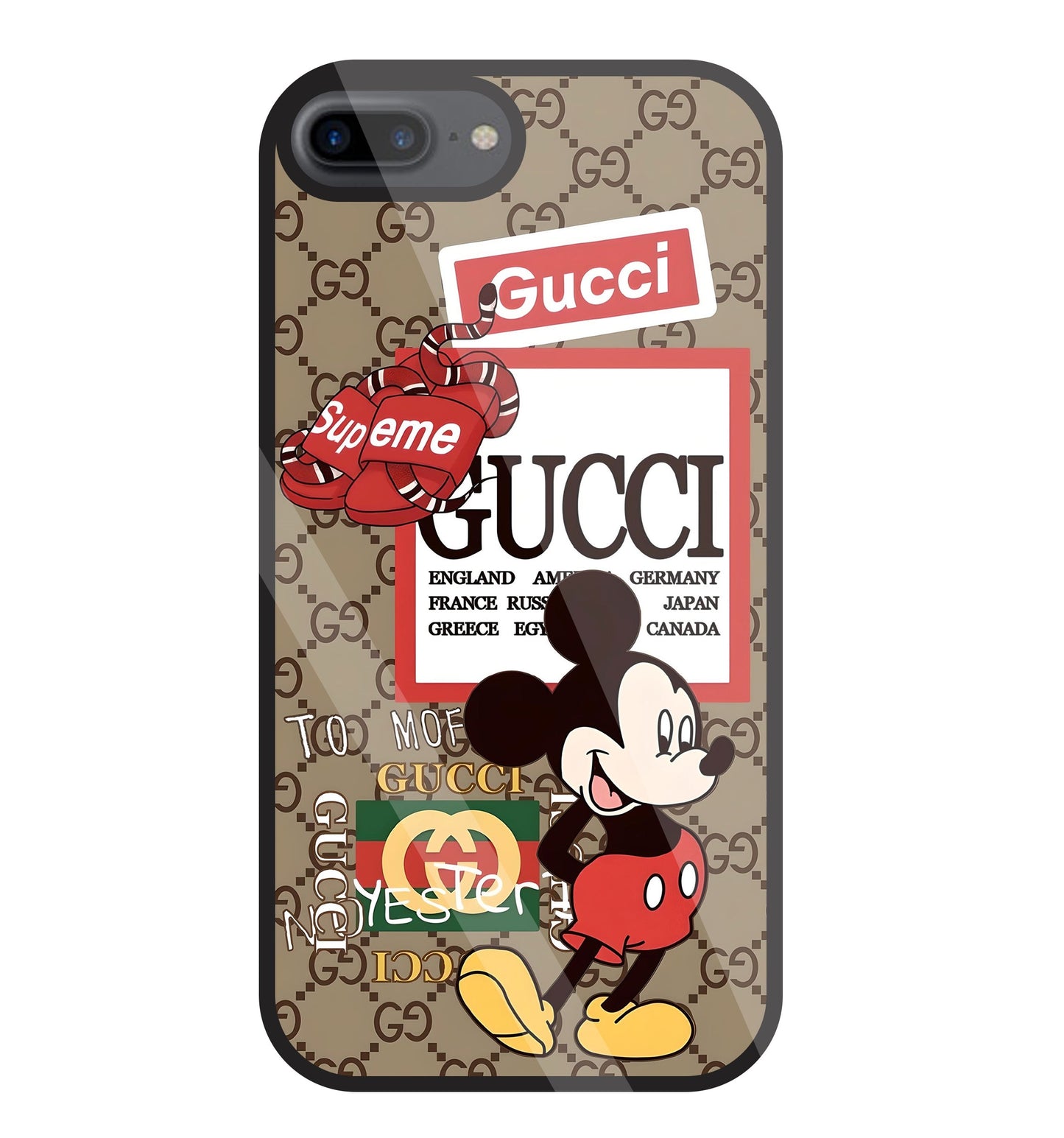 Gucci Mickey Glass Case For Apple iPhone 7 +