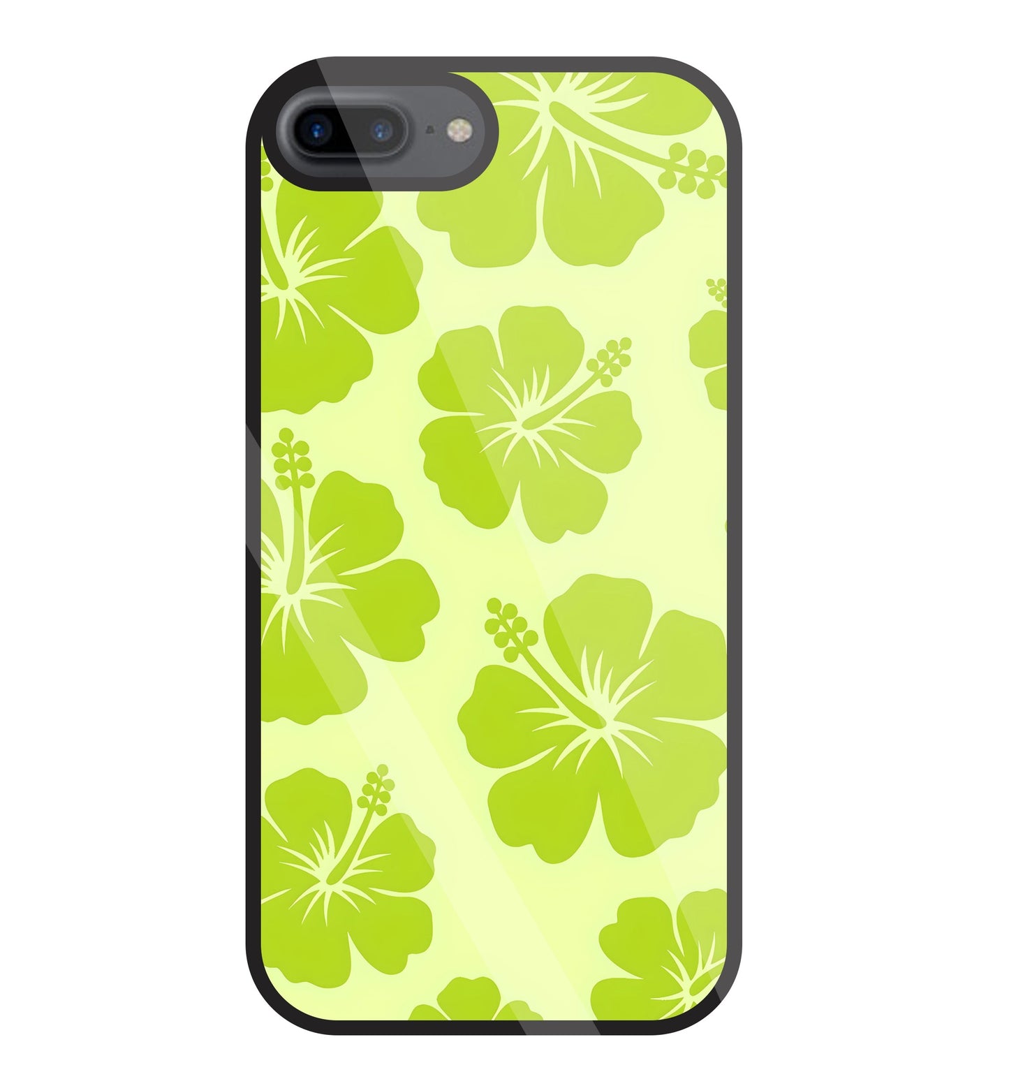 Hibiscus Flower Green Glass Case For Apple iPhone 7 +
