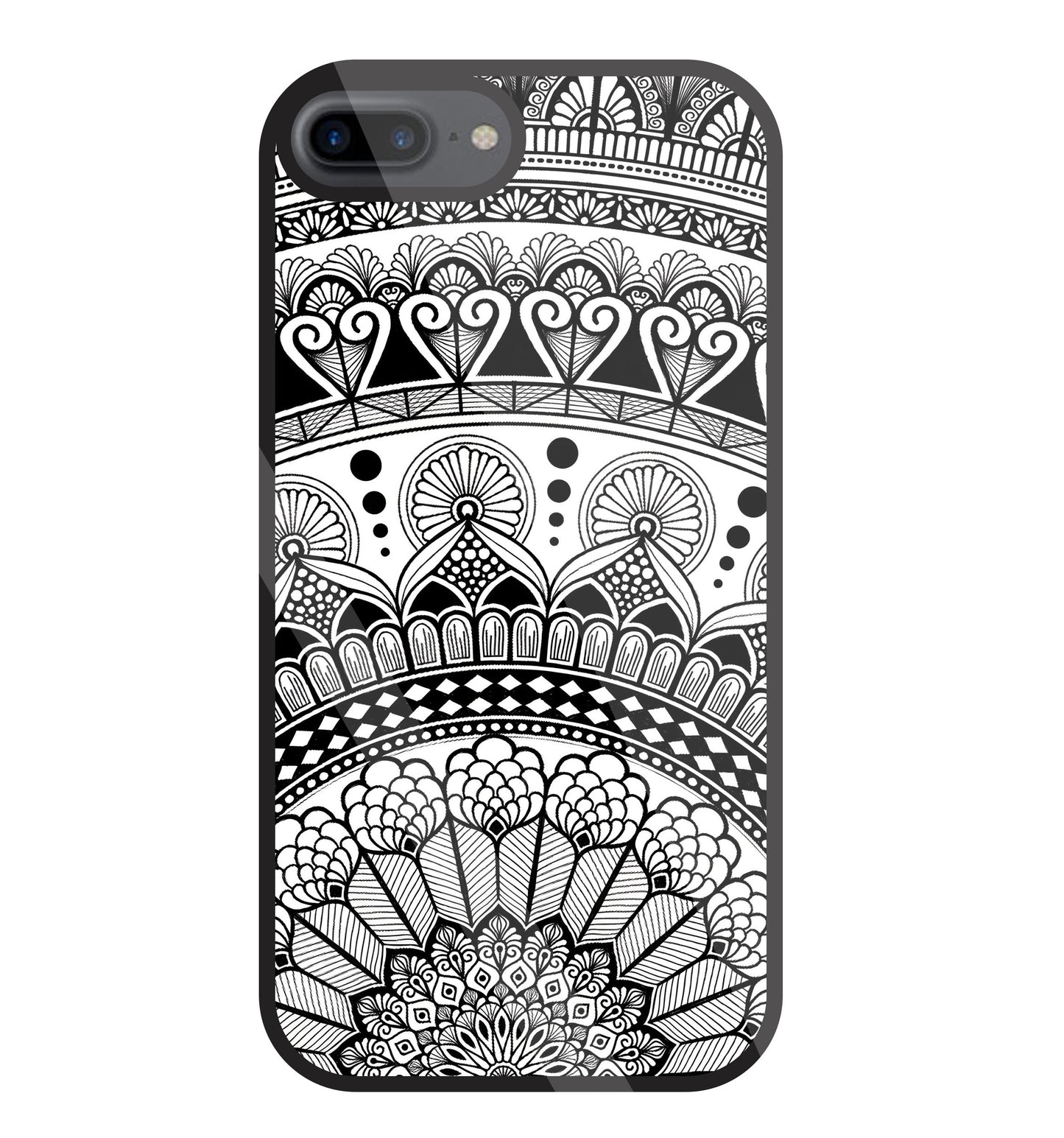 Mandala Pattern Black And White Glass Case For Apple iPhone 7 +