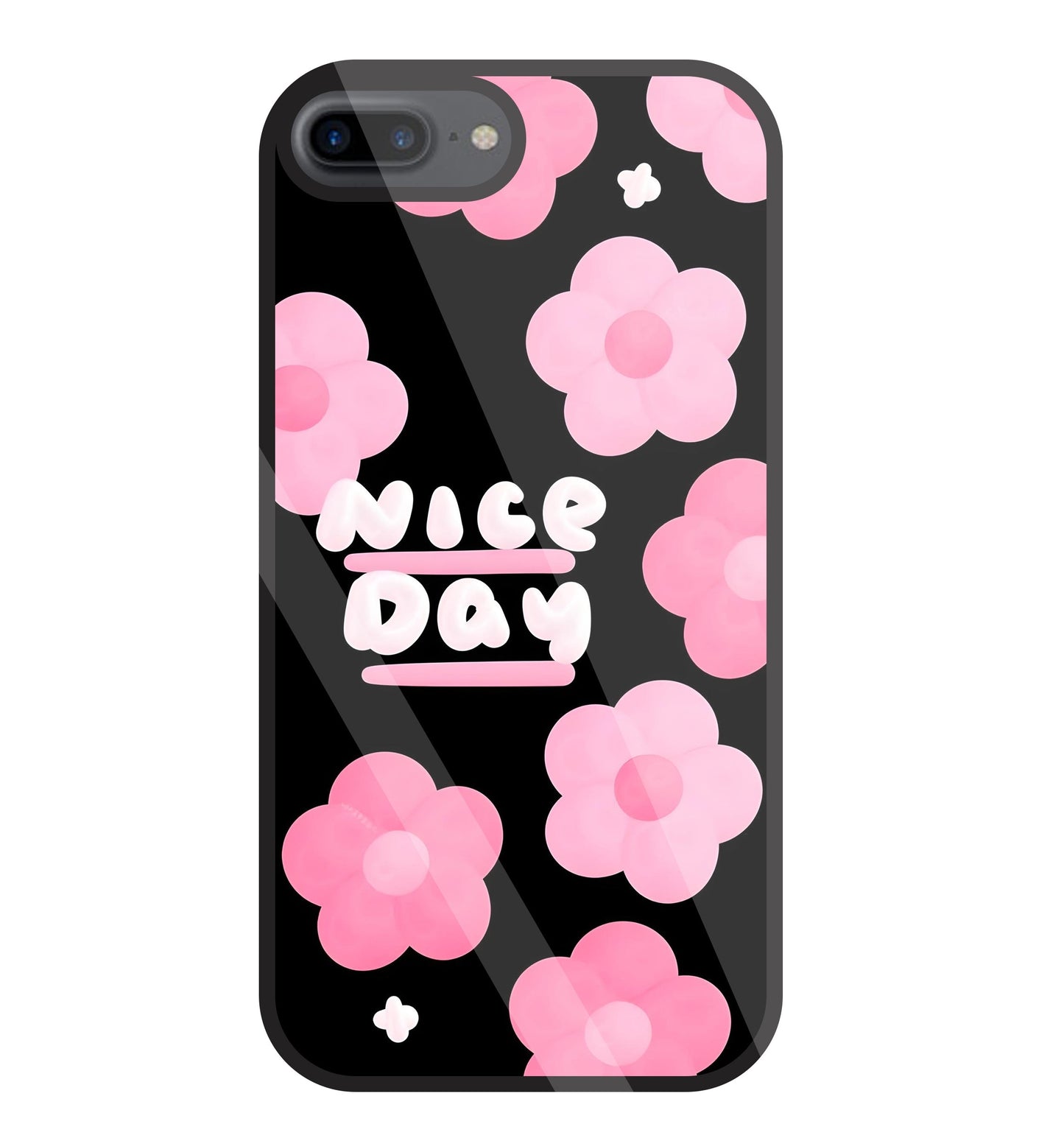 Nice Day Pink Flower Glass Case For Apple iPhone 7 +