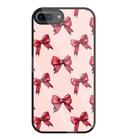 Red Ribbon Glass Case For Apple iPhone 7 +