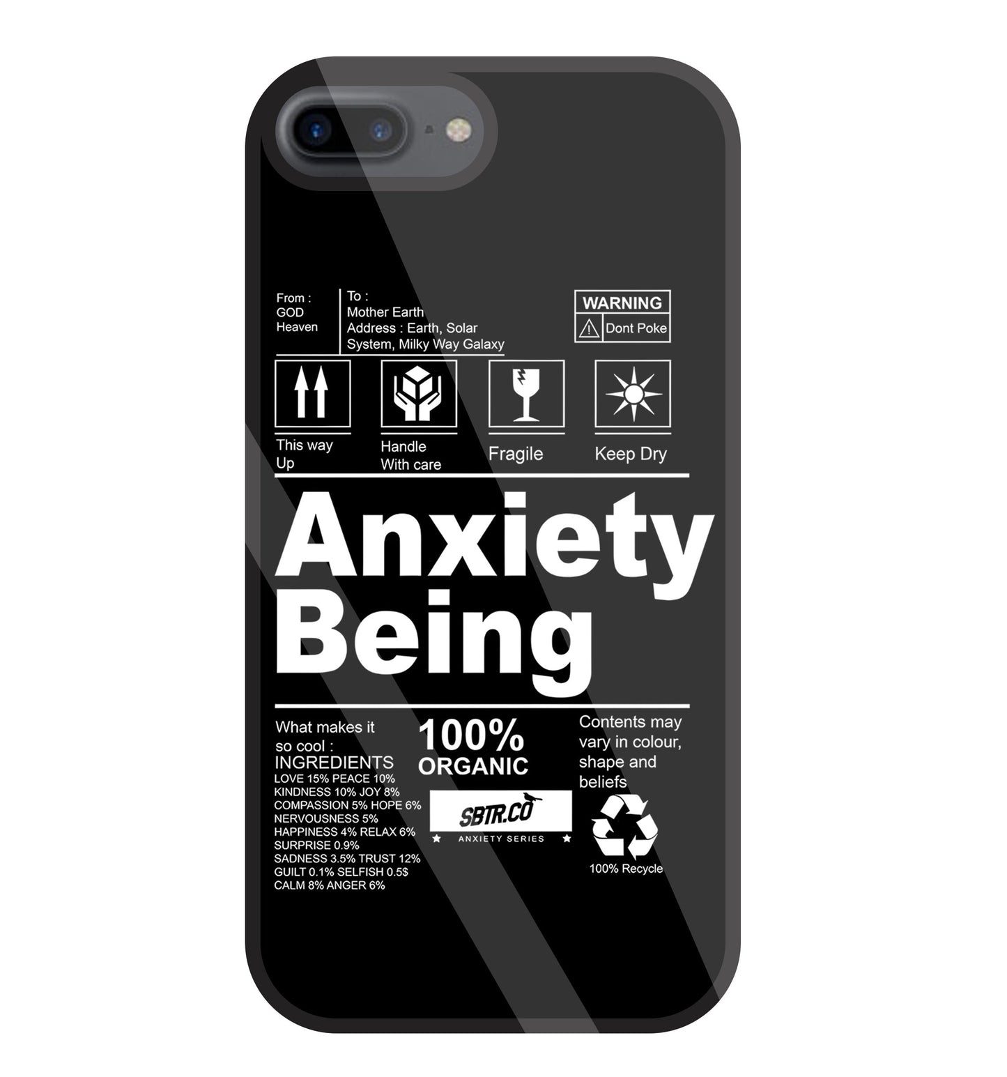 Anxiety Being Glass Case For Apple iPhone 7 +