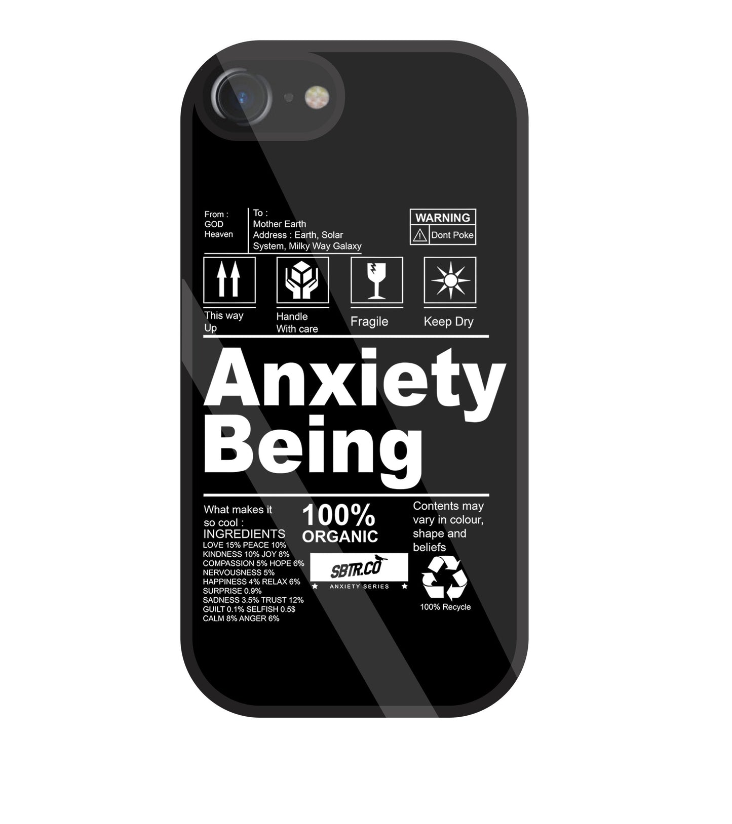 Anxiety Being Glass Case For Apple iPhone 7
