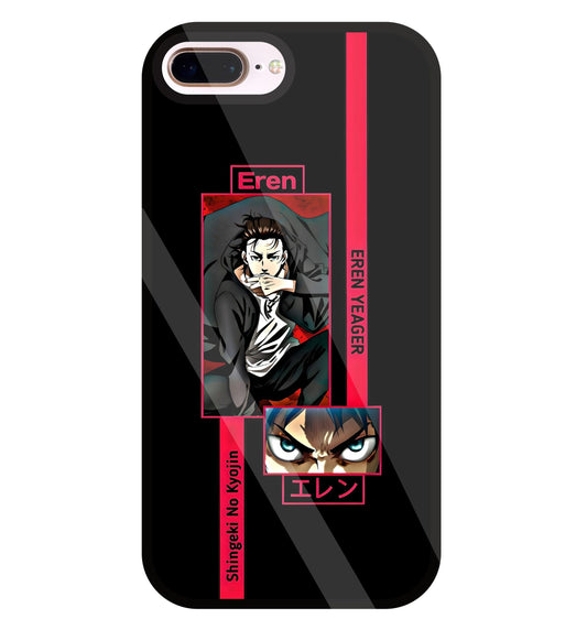 Eren Anime Glass Case For Apple iPhone 8 +
