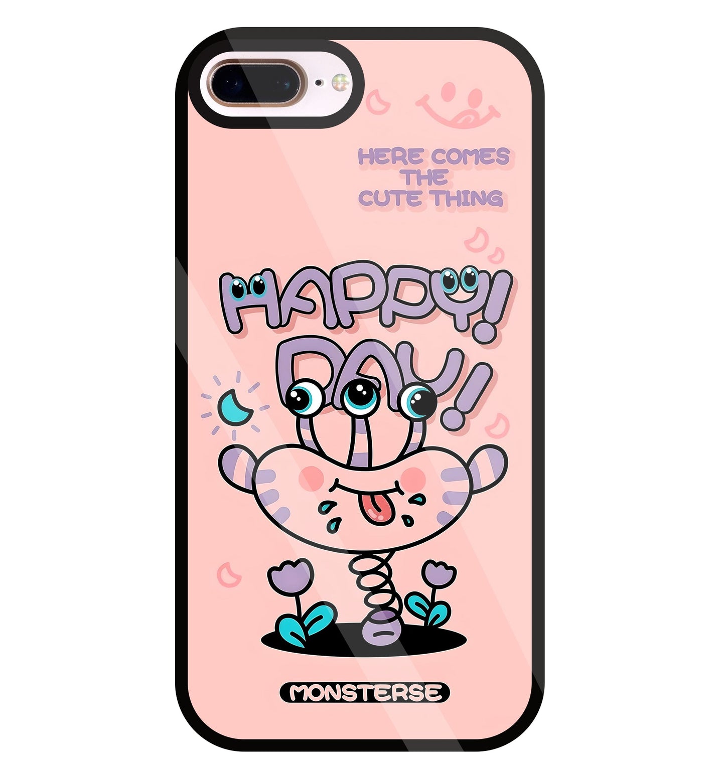Happy Day Monsterse Pink Glass Case For Apple iPhone 8 +