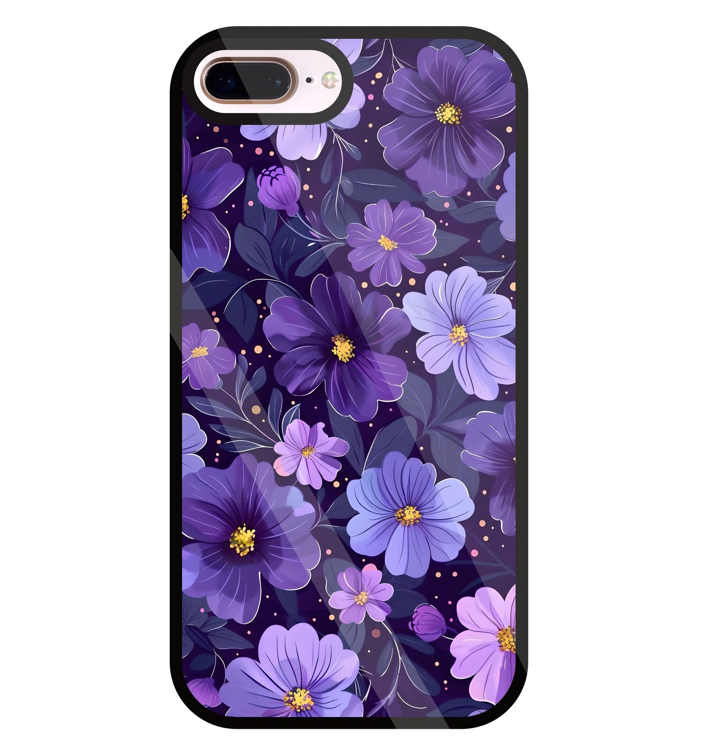 Purple Flower Blooms Glass Case For Apple iPhone 8 +