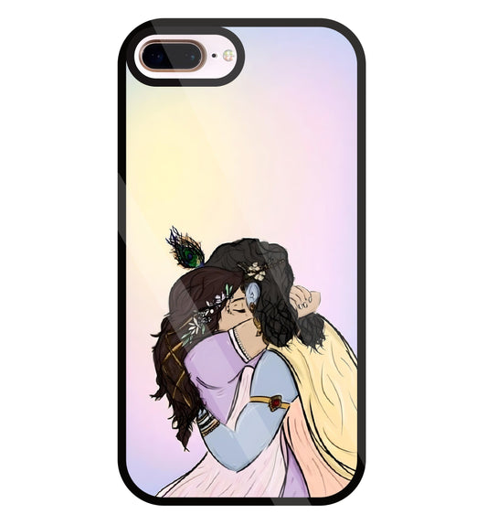 Radhe Krishna hugs Glass Case For Apple iPhone 8 +
