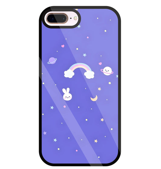 Rainbow with stars Glass Case For Apple iPhone 8 +