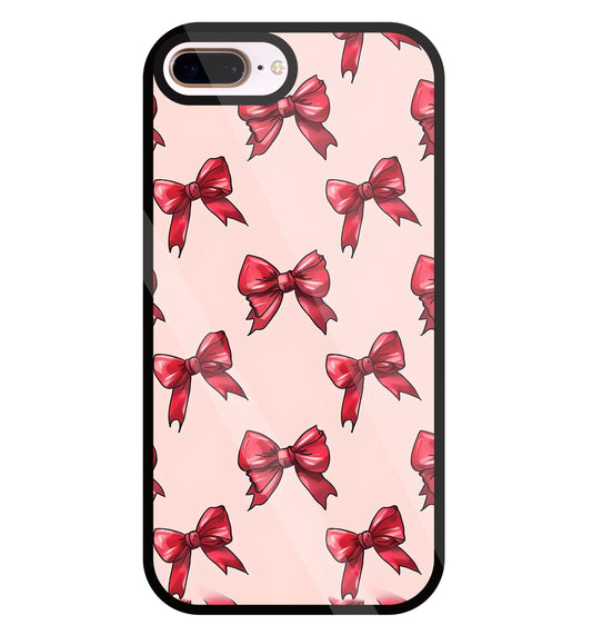 Red Ribbon Glass Case For Apple iPhone 8 +