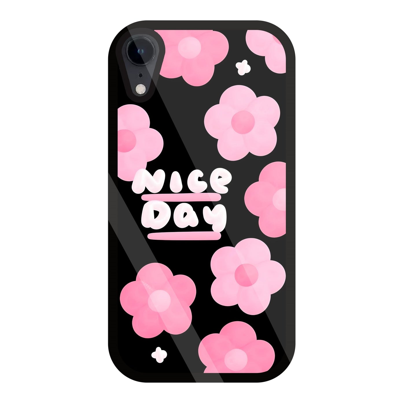 Nice Day Pink Flower Glass Case For Apple iPhone Xr