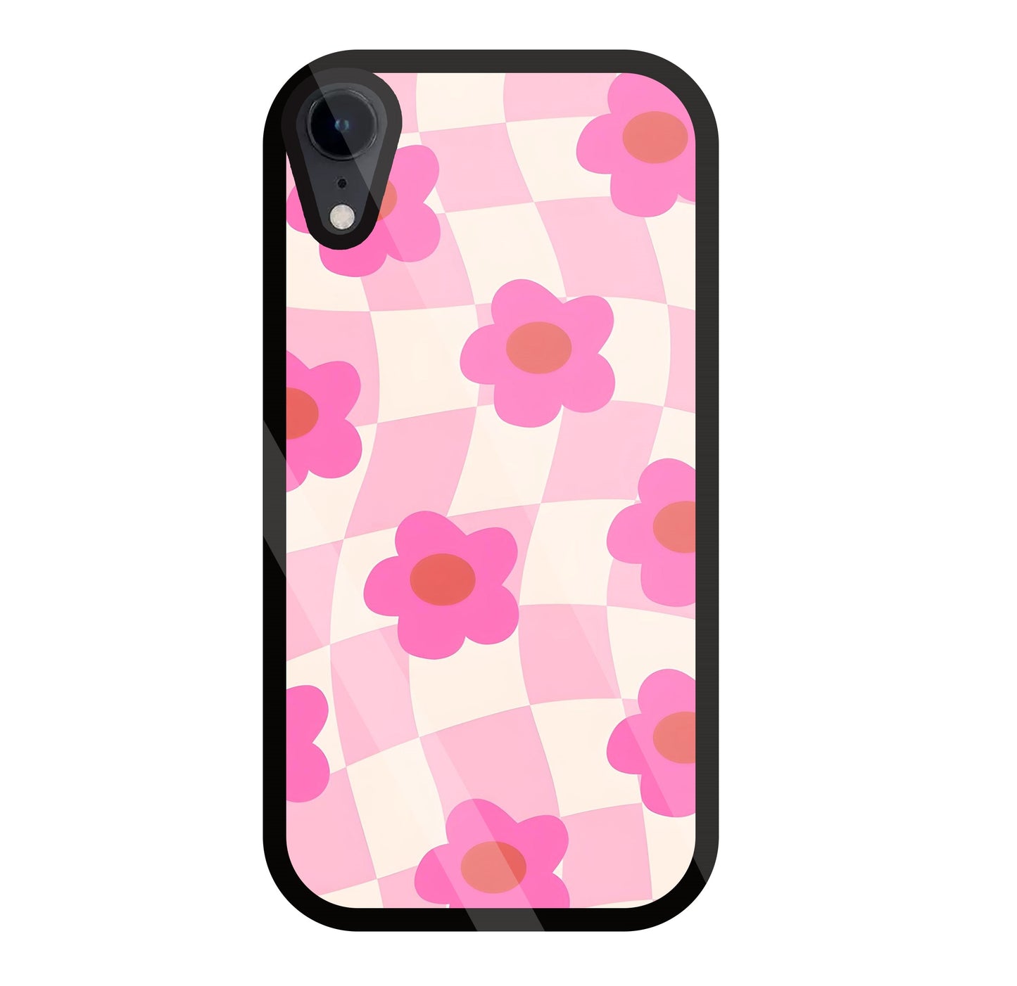 Pink Flower Glass Case For Apple iPhone Xr