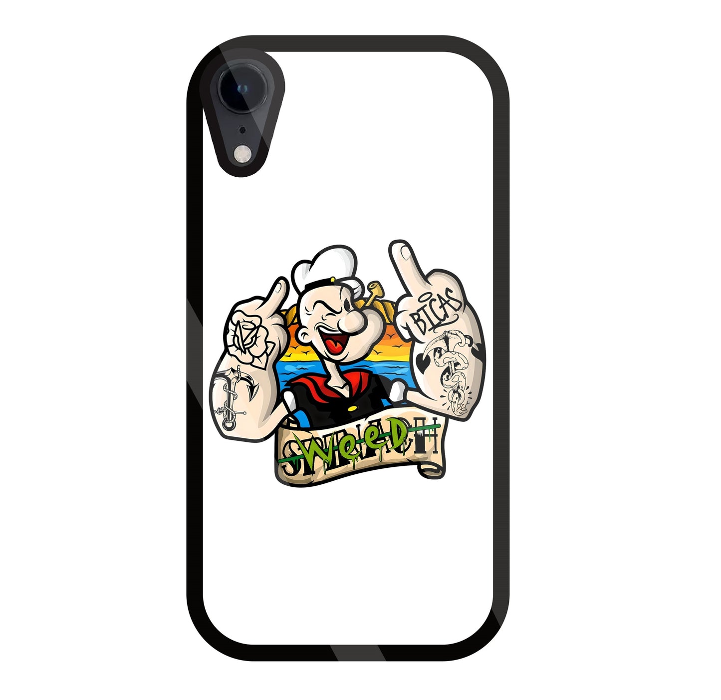 Popeye Weed Glass Case For Apple iPhone Xr