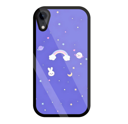 Rainbow with stars Glass Case For Apple iPhone Xr