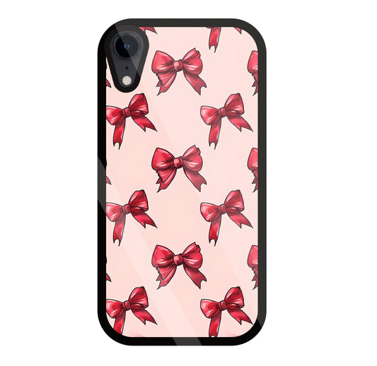 Red Ribbon Glass Case For Apple iPhone Xr