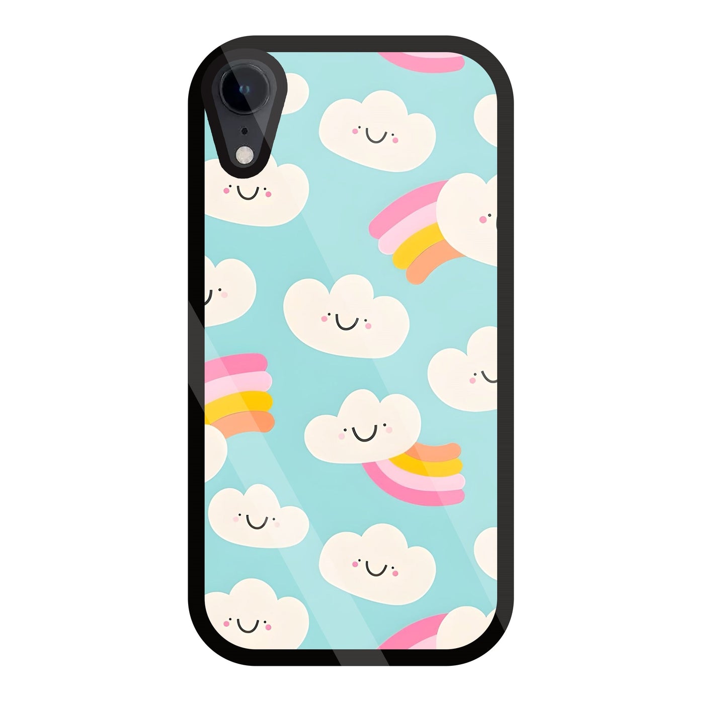 Smiley Clouds Glass Case For Apple iPhone Xr