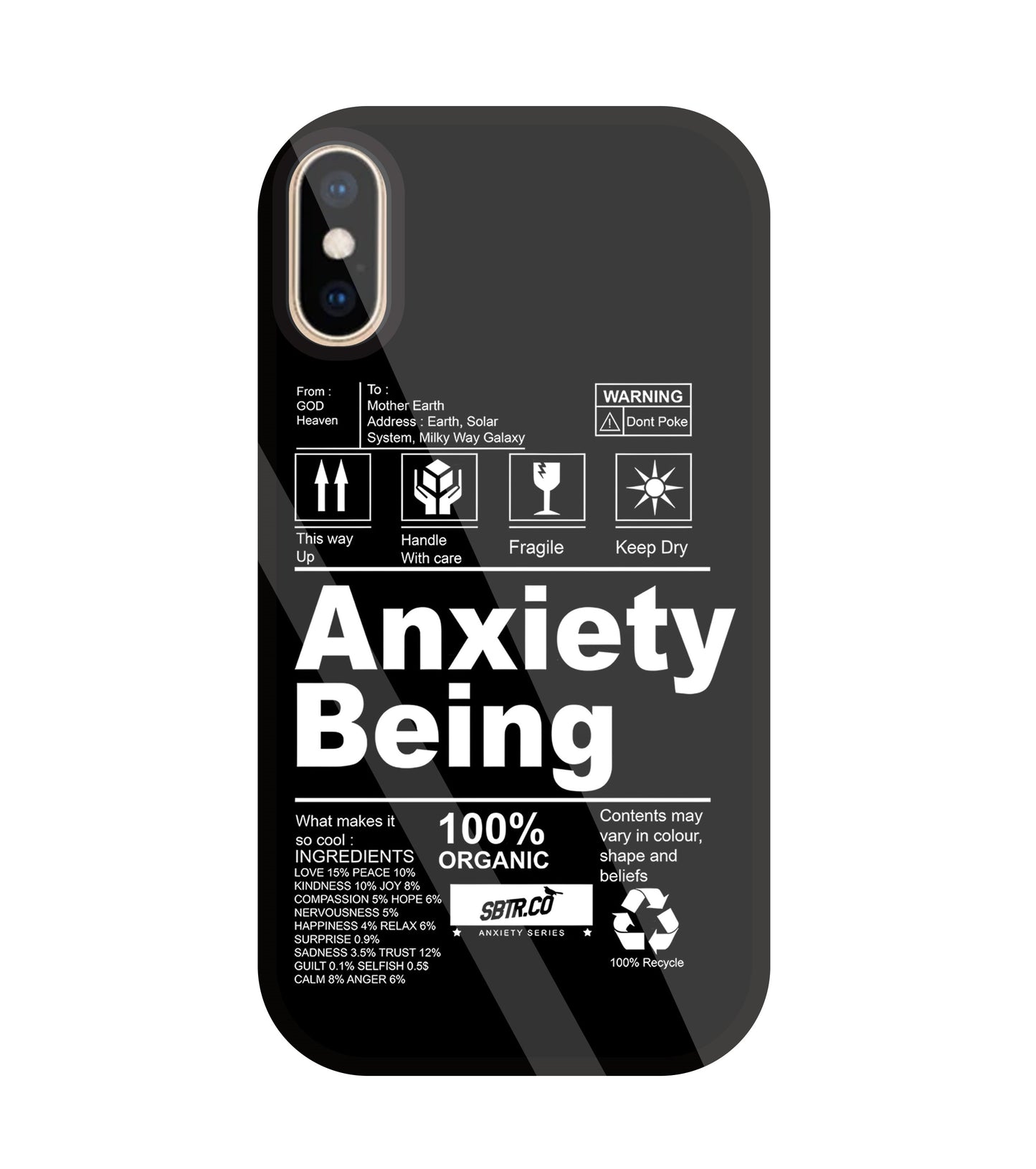 Anxiety Being Glass Case For Apple iPhone Xs