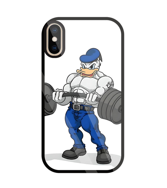 Donald Duck With Gym Glass Case For Apple iPhone Xs