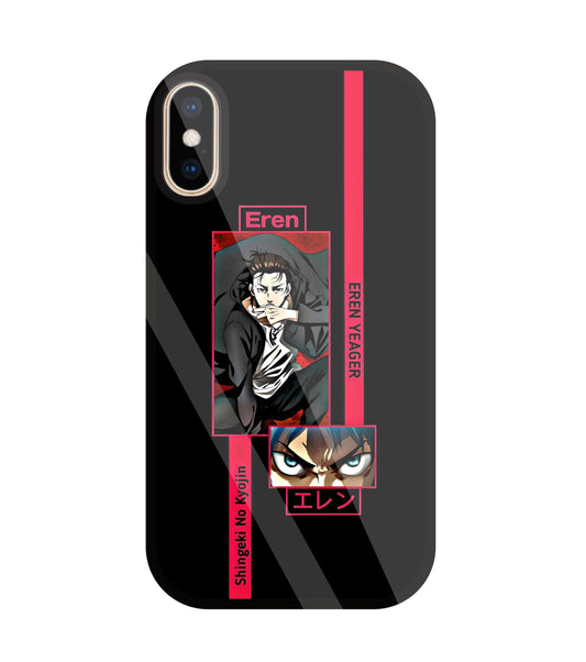 Eren Anime Glass Case For Apple iPhone Xs