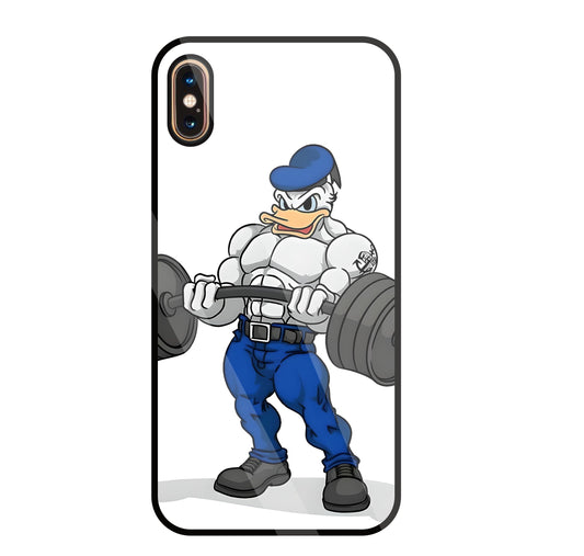 Donald Duck With Gym Glass Case For Apple iPhone Xs Max