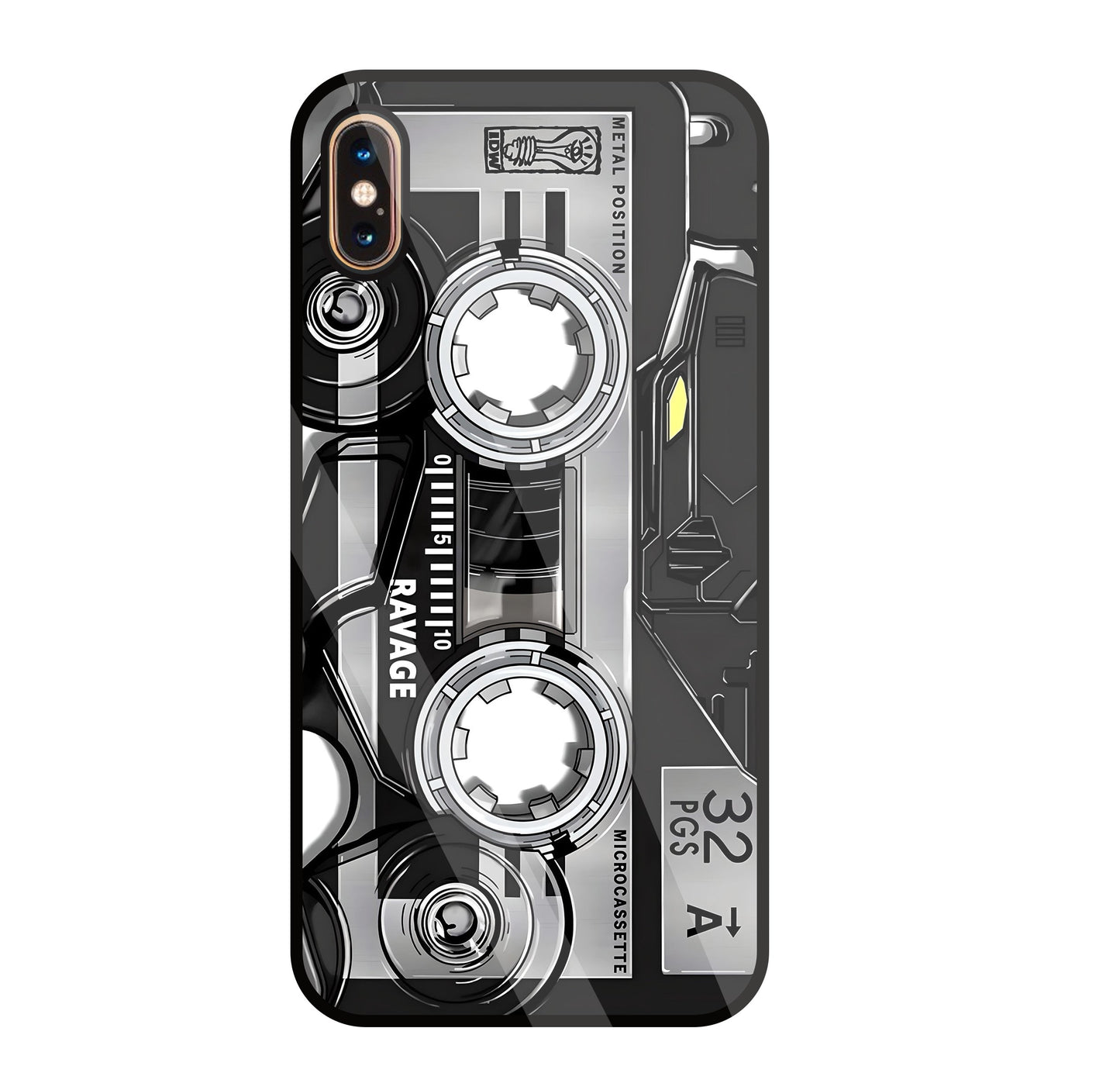 Microcassette Glass Case For Apple iPhone Xs Max